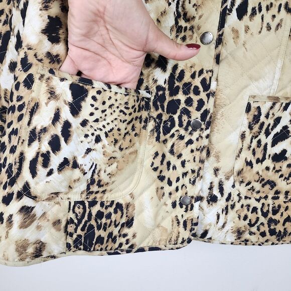 Dana Buchman Quilted Jacket Animal Print Leopard Lightweight Blazer Size M - Picture 15 of 16